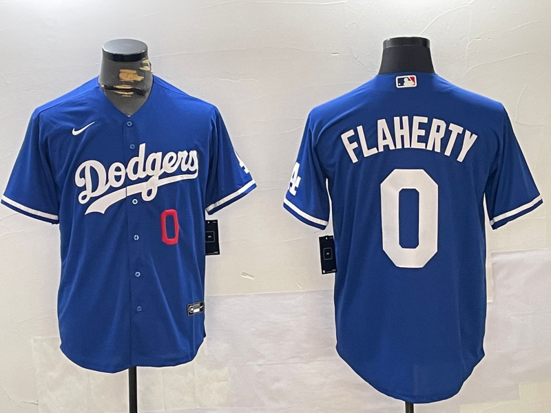 Men's Los Angeles Dodgers Jack Flaherty #0 Royal Replica Player Jersey1