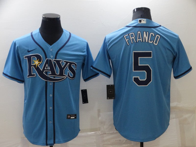 Men's Tampa Bay Rays Wander Franco #5 Blue Replica Baseball Jersey1