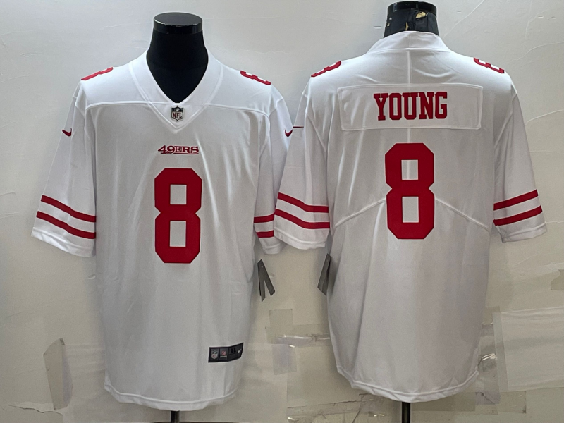 Men's San Francisco 49ers Steve Young #8 White Game Jersey1