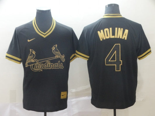 Men's St. Louis Cardinals Yadier Molina #4 Black Replica Player Jersey1