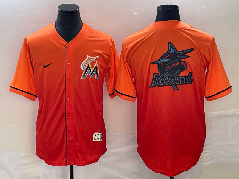 Men's Miami Marlins Orange Gradient Replica Team Jersey1