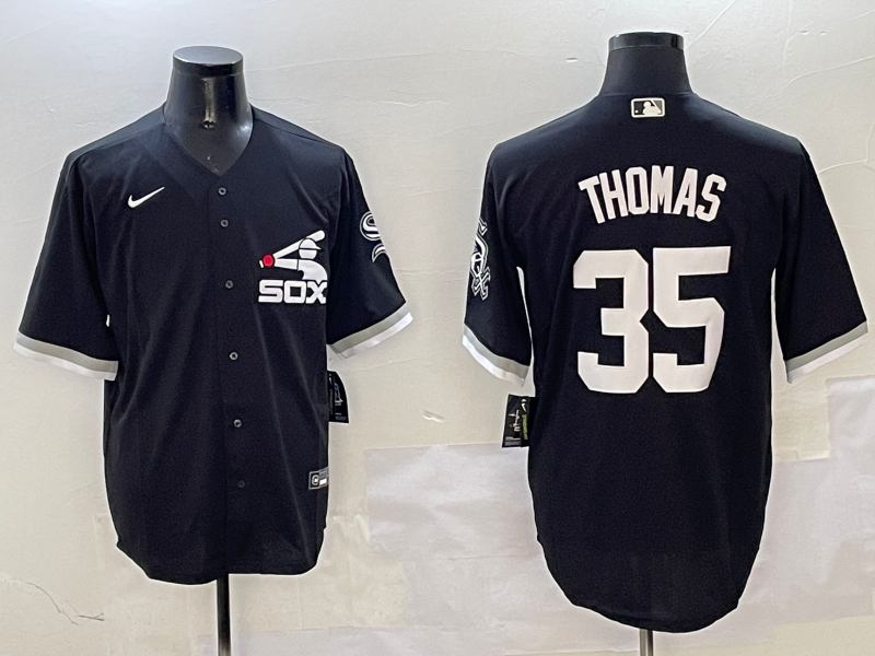 Men's Chicago White Sox Frank Thomas #35 Black Limited Player Jersey1