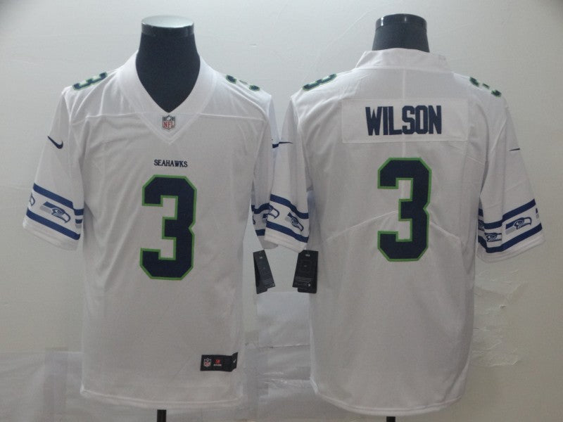 Men's Seattle Seahawks Russell Wilson #3 White Alternate Game Jersey1