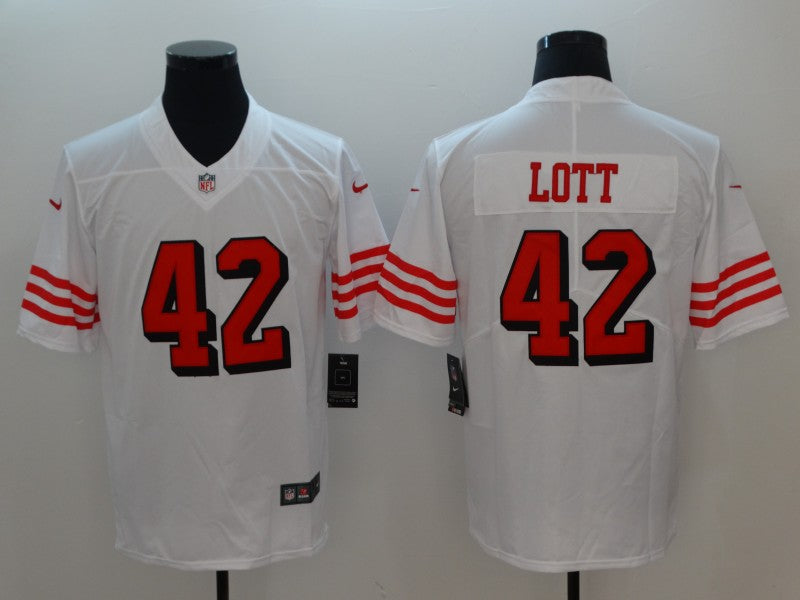 Men's San Francisco 49ers Ronnie Lott #42 White Game Player Jersey1