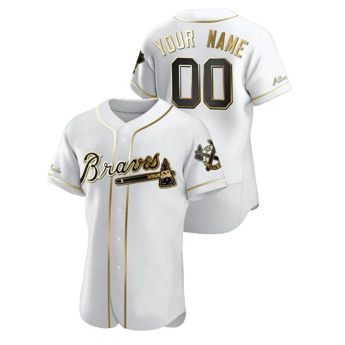 Men's Atlanta Braves White Replica Custom Jersey1