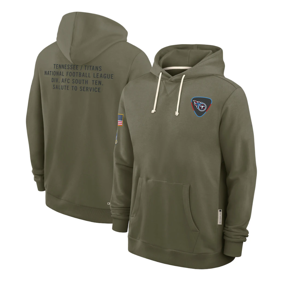 Men's Tennessee Titans Olive 2025 Salute to Service Sideline Standard Issue Dri-FIT Hoodie