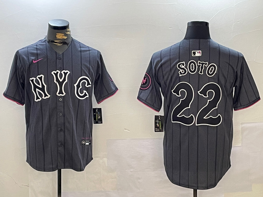 Men's New York Mets Juan Soto #22 Graphite 2024 City Connect Limited Player jersey
