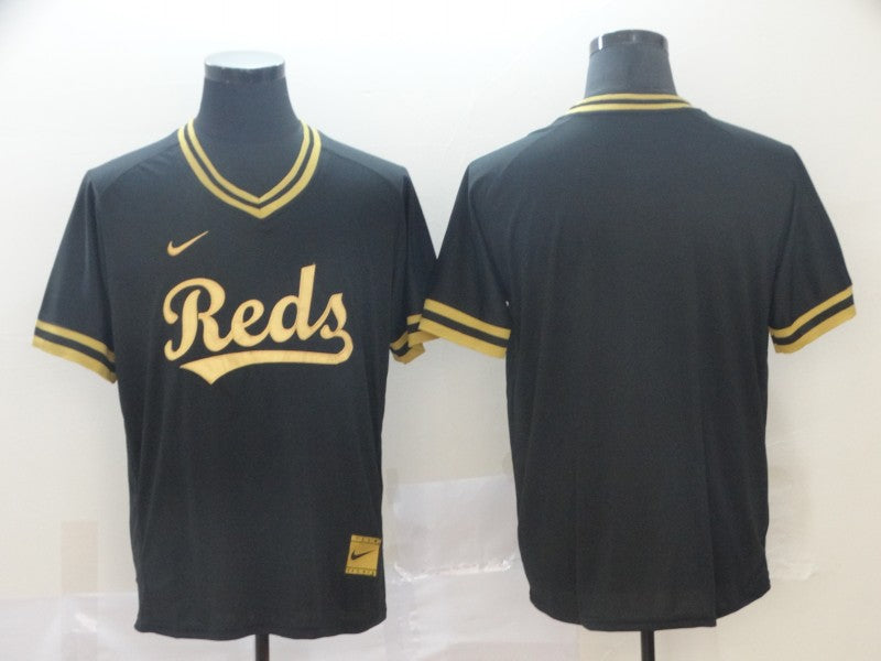 Men's Cincinnati Reds Black Replica Blank Jersey1