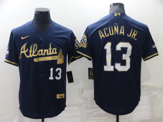 Men's Atlanta Braves Ronald Acuna Jr. #13 Navy Fashion Stitched Jersey1