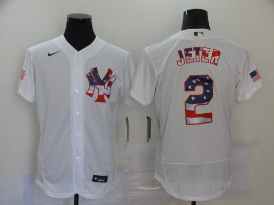 Men's New York Yankees Derek Jeter #2 White Replica Game jersey