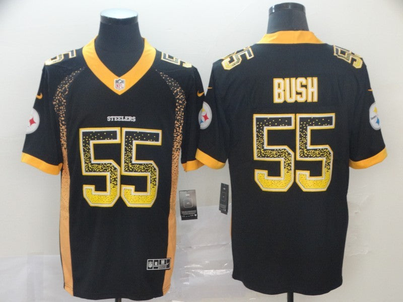 Men's Pittsburgh Steelers Devon Bush Jr. #55 Black Player Jersey1