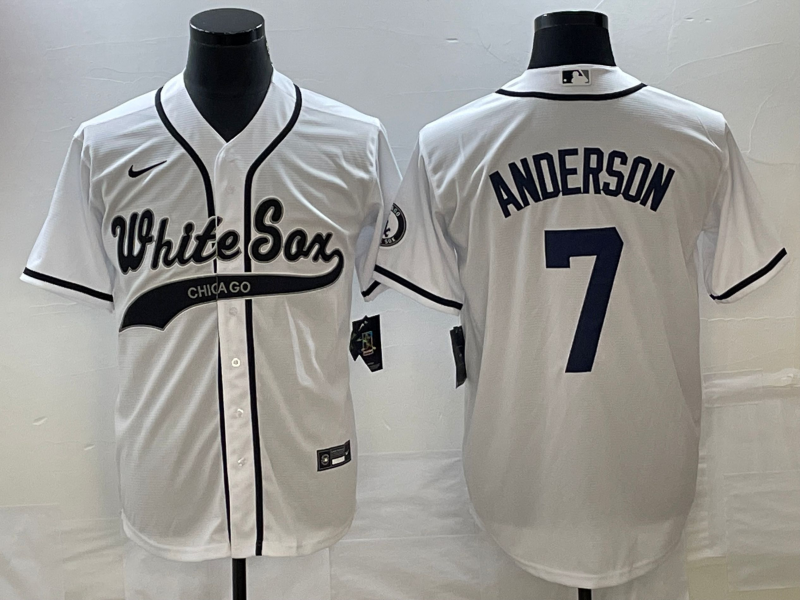 Men's Chicago White Sox Tim Anderson #7 White Replica Player Jersey1 Joint Edition