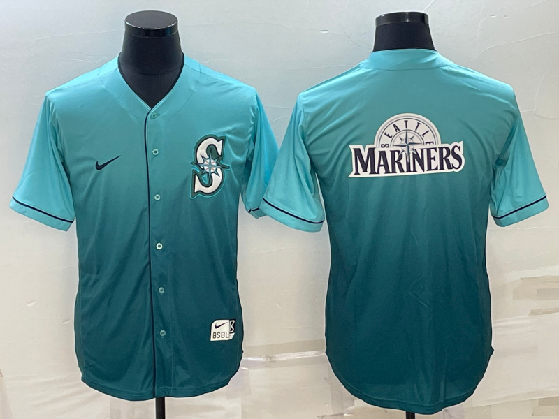 Men's Seattle Mariners Aqua Replica Team Jersey1