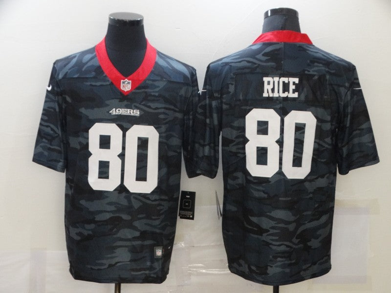Men's San Francisco 49ers Jerry Rice #80 Gray Camouflage Game Jersey1