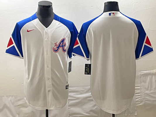 Men's Atlanta Braves White 2023 City Connect Replica Blank Jersey1