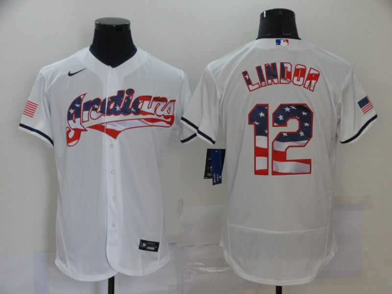 Men's Cleveland Guardians Francisco Lindor #12 White Authentic Baseball Jersey1