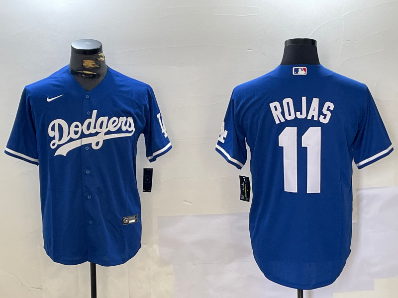 Men's Los Angeles Dodgers Miguel Rojas #11 Blue Replica Game Jersey1