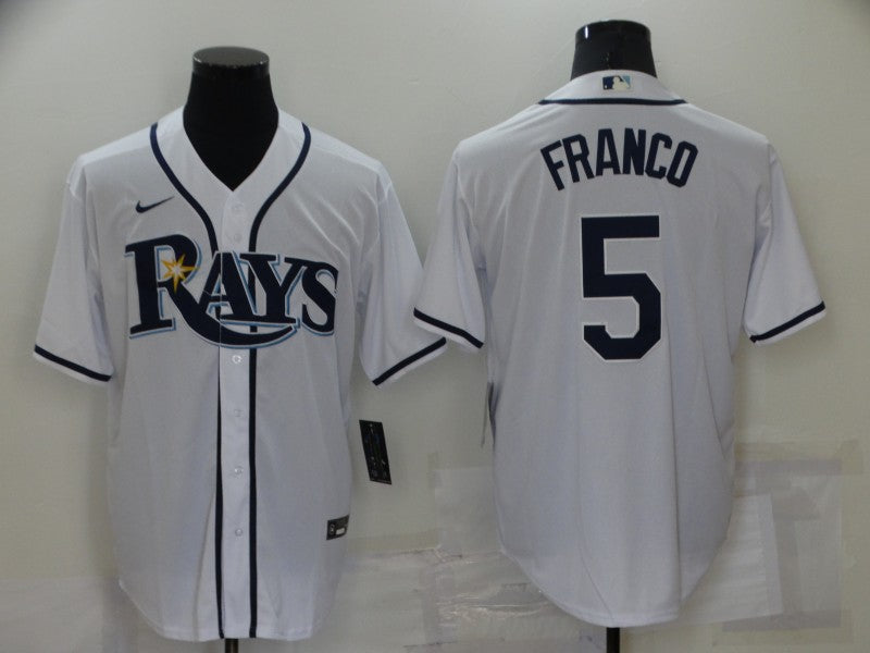 Men's Tampa Bay Rays Wander Franco #5 White Replica Baseball Jersey1