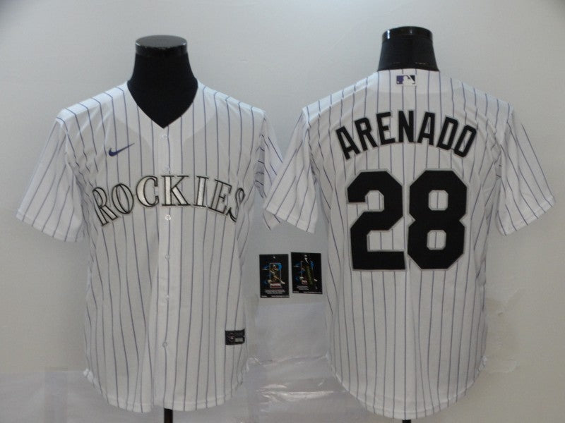 Men's Colorado Rockies Nolan Arenado #28 White Replica Baseball Jersey1