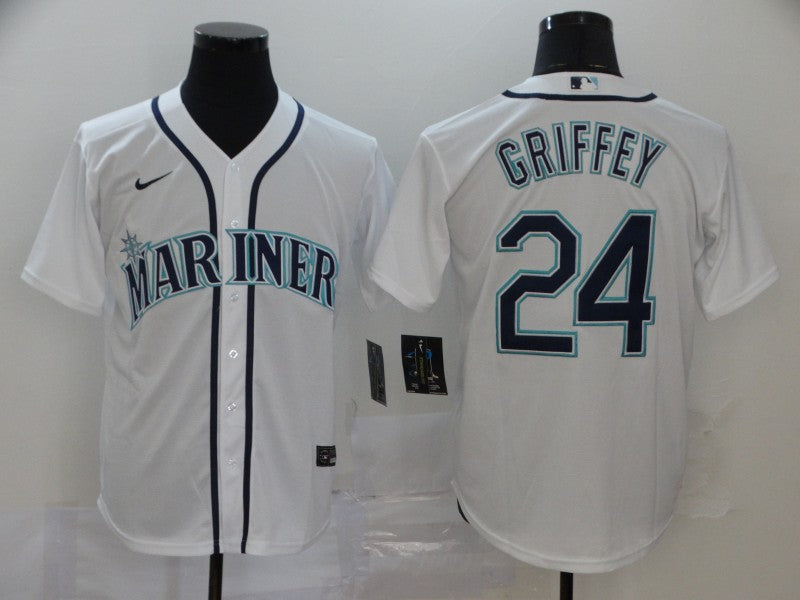 Men's Seattle Mariners Ken Griffey Jr. #24 White Replica Baseball Jersey1