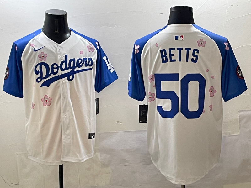 Men's Los Angeles Dodgers Mookie Betts White Replica Player Jersey1