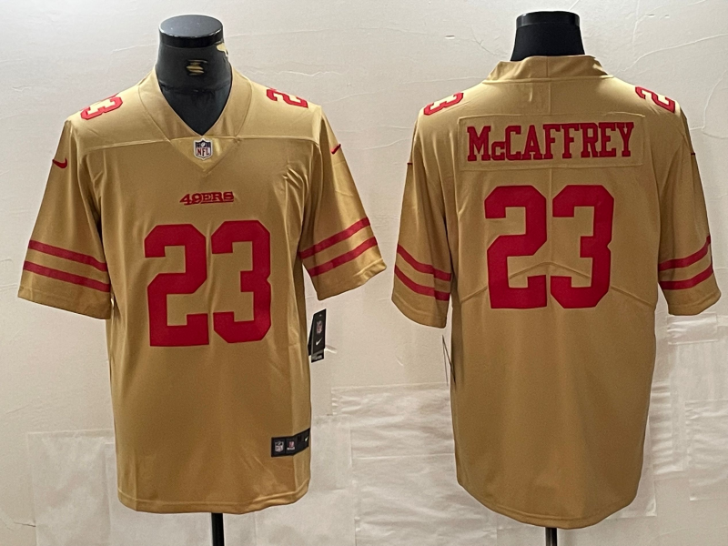Men's San Francisco 49ers Christian McCaffrey #23 Gold Team Inverted Legend Jersey1