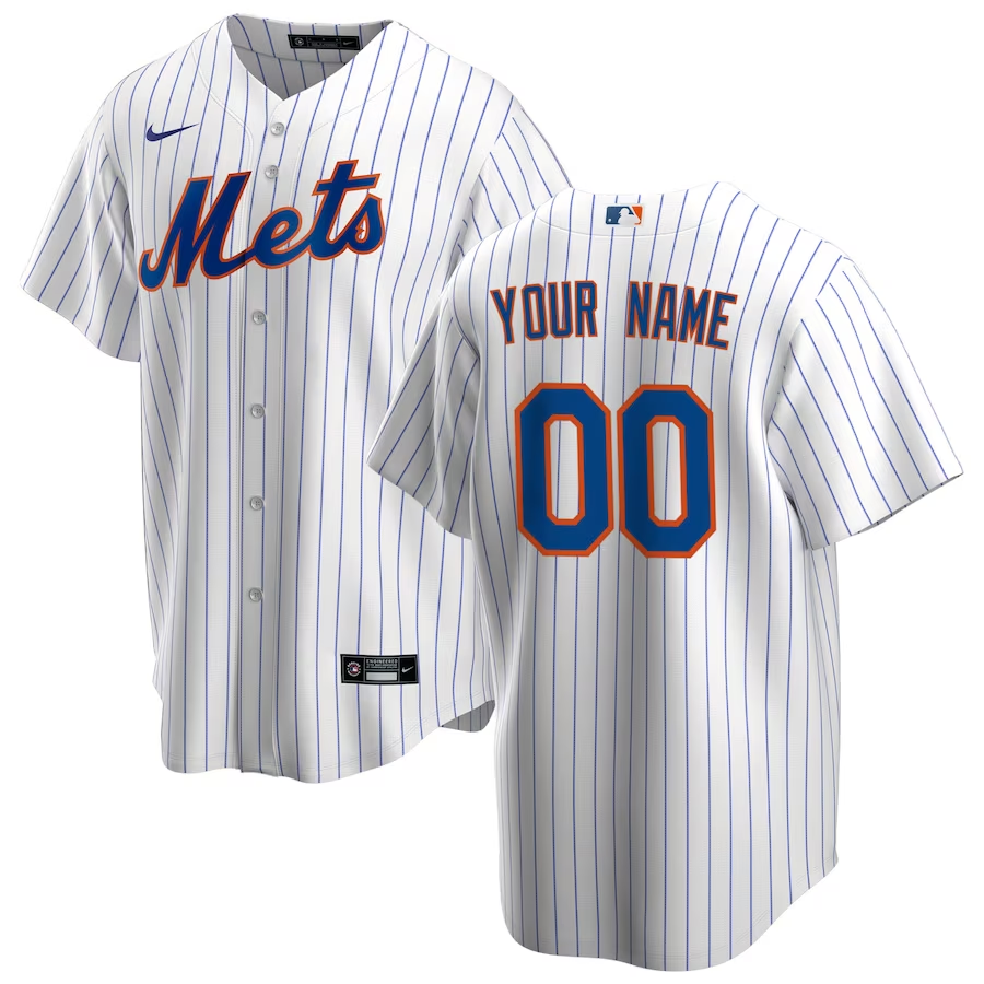 Men's New York Mets White Home Replica Custom jersey