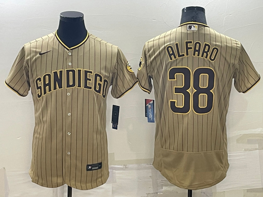 Men's San Diego Padres Jorge Alfaro #38 Khaki Stitched Jersey1