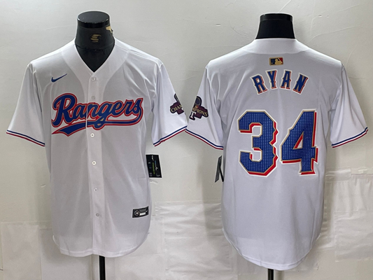 Men's Texas Rangers Nolan Ryan #34 White 2024 Gold Collection Limited Player jersey