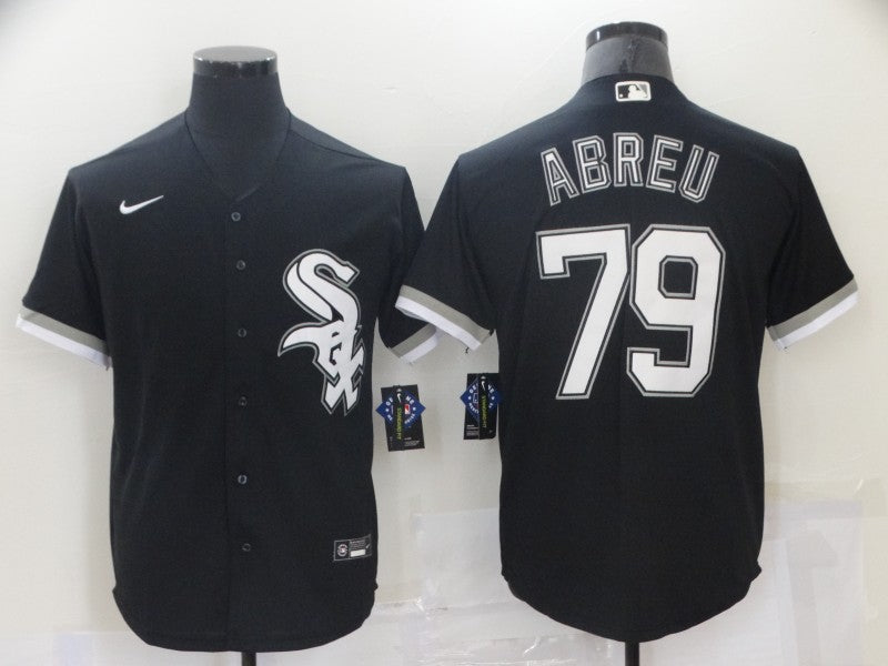 Men's Chicago White Sox Jose Abreu #79 Black Replica Baseball Jersey1