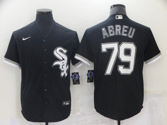 Men's Chicago White Sox Jose Abreu #79 Black Replica Baseball Jersey1