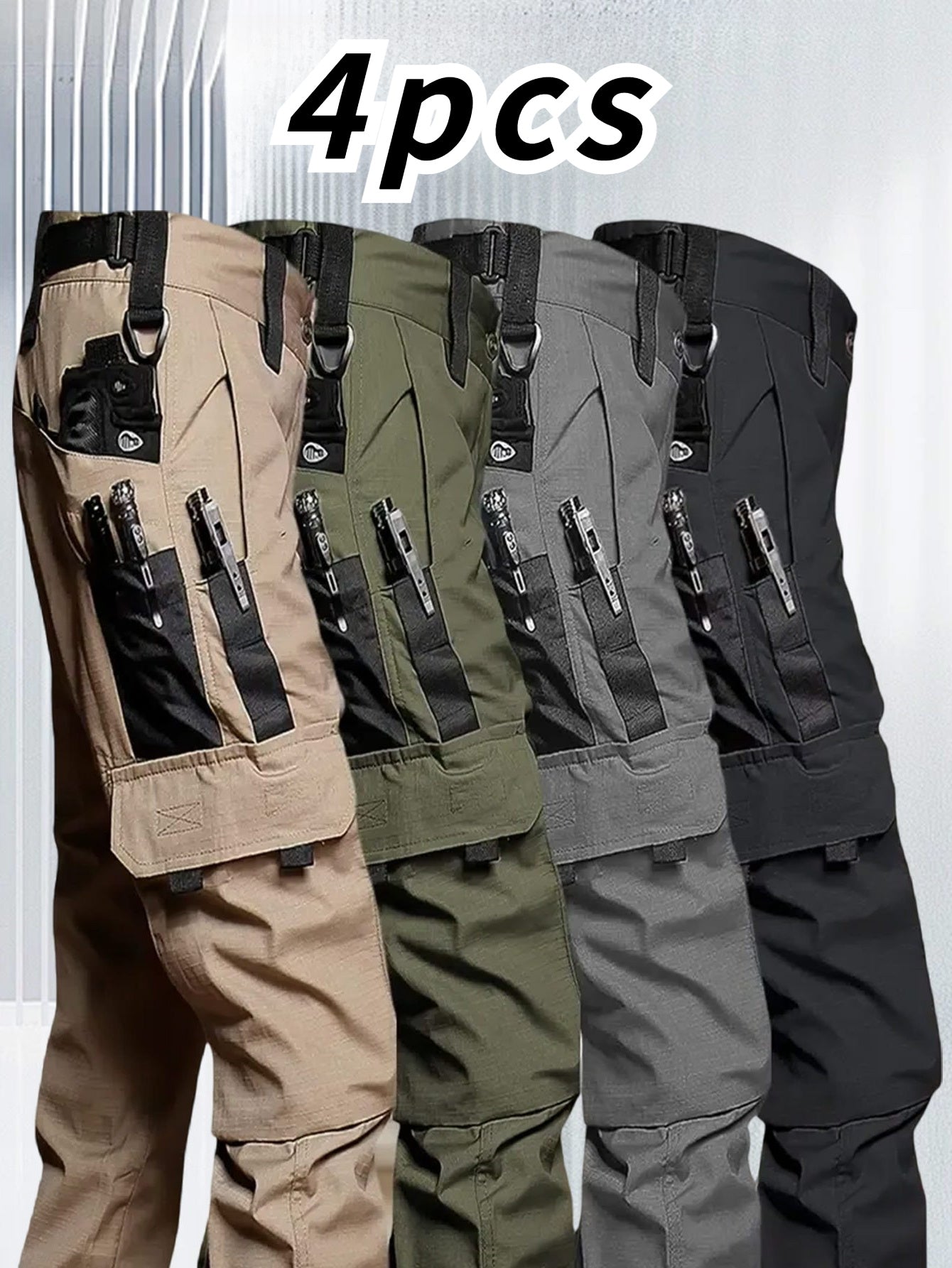 [Tactical Pants] 4pcs Men'S Tactical Pants