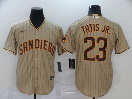 Men's San Diego Padres Fernando Tatis Jr. #23 Stitched Khaki Jersey1