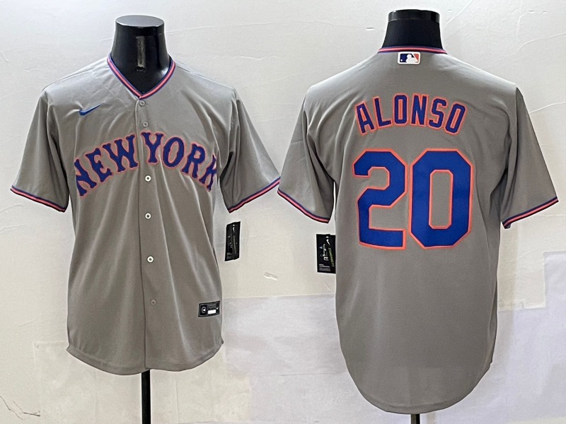 Men's New York Mets Pete Alonso #20 Gray Replica Player Jersey1