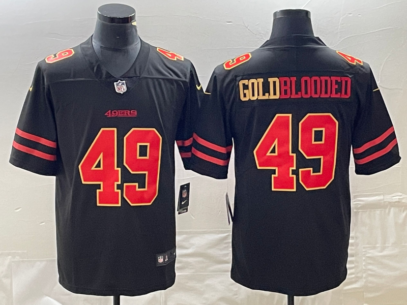 Men's San Francisco 49ers Gold Blooded #49 Black Game Jersey1