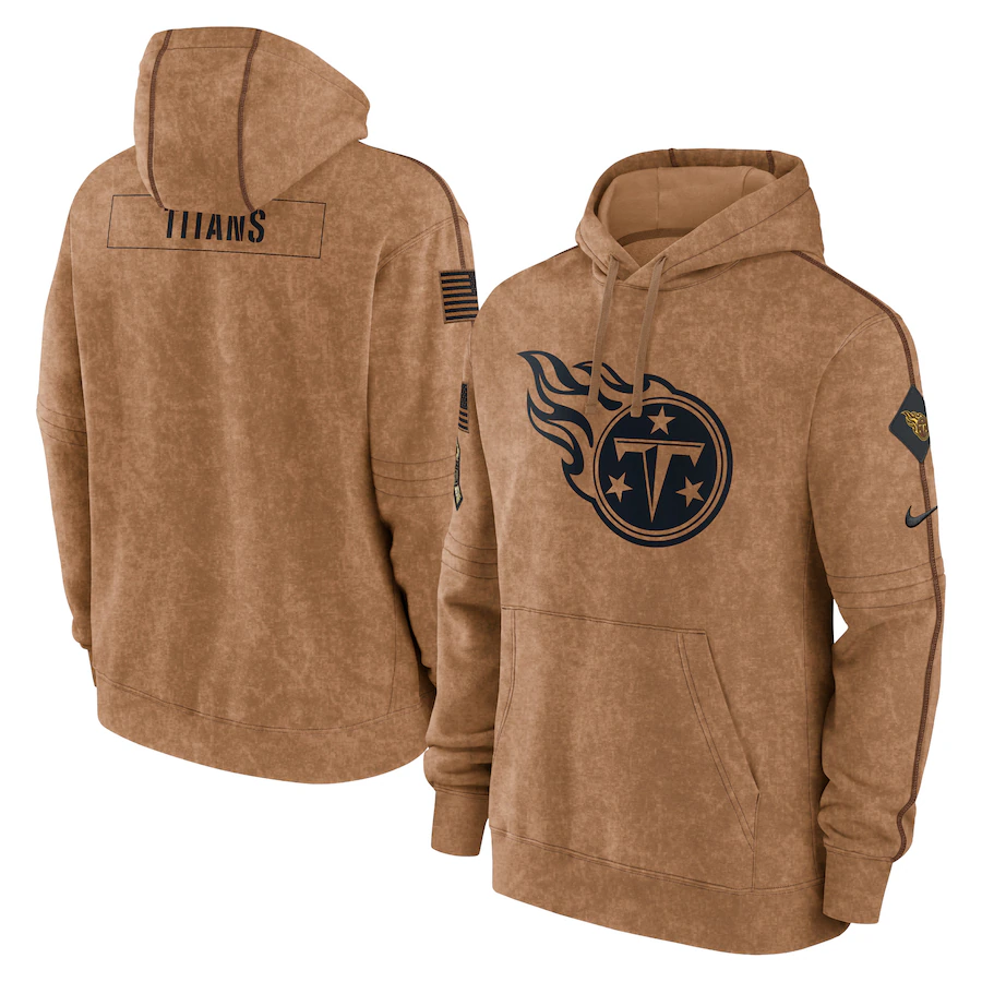 Men's Tennessee Titans Brown 2023 Salute To Service Club Pullover Hoodie1