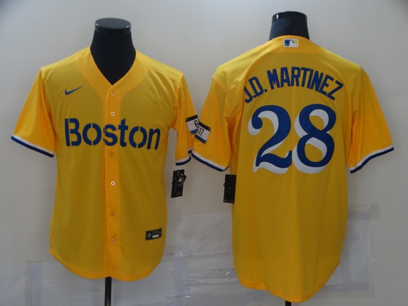 Men's Boston Red Sox J.D. Martinez #28 Yellow Replica Baseball Jersey1