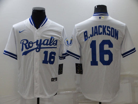 Men's Kansas City Royals Bo Jackson #16 White Stitched Jersey1