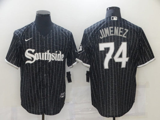 Men's Chicago White Sox Eloy Jimenez #74 Black Replica Player Jersey1