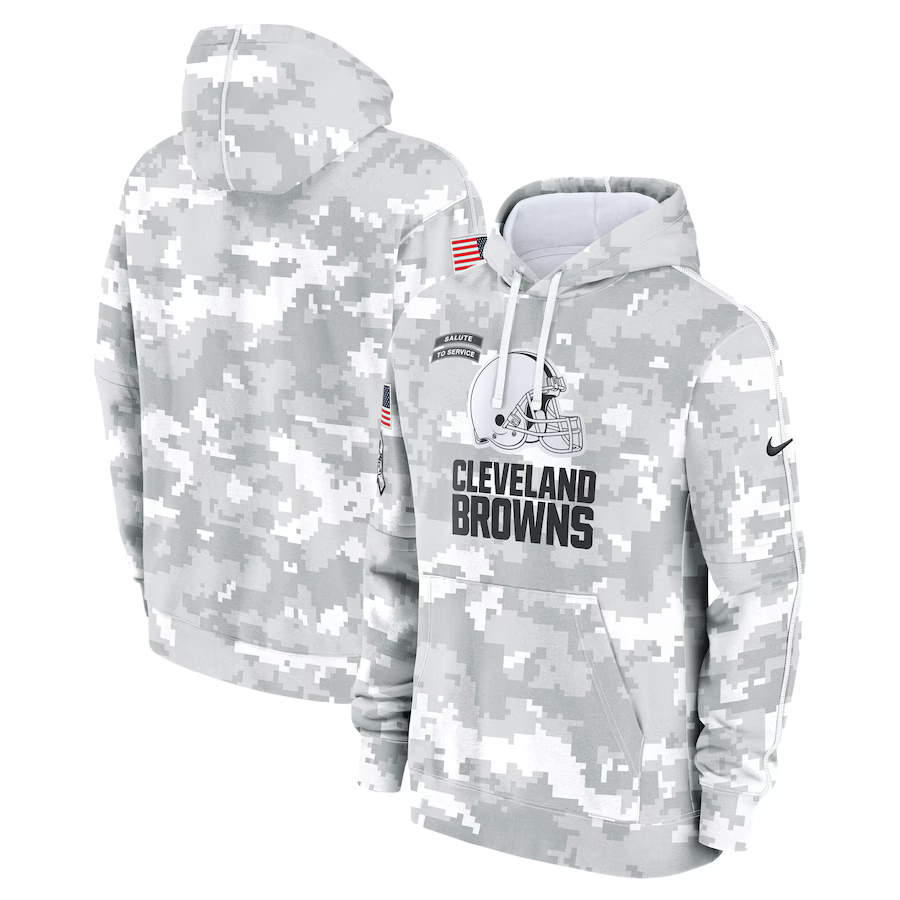 Men's Cleveland Browns Arctic Camo 2024 Salute to Service Club Fleece Pullover Hoodie1
