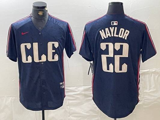 Men's Cleveland Guardians Josh Naylor #22 Navy 2024 City Connect Limited jersey