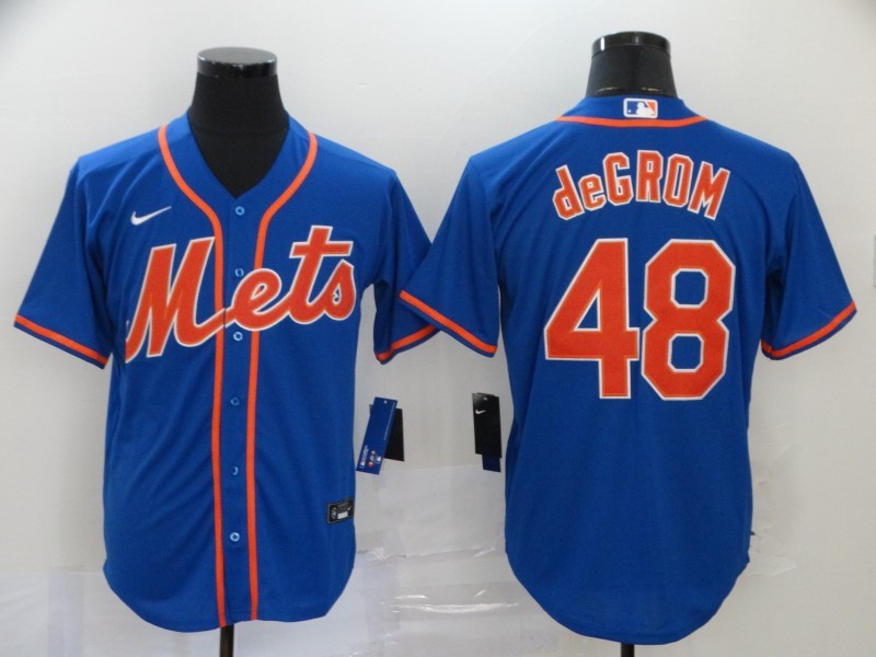 Men's New York Mets Jacob deGrom #48 Blue Replica Baseball Jersey1