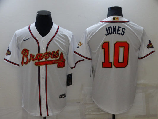 Men's Atlanta Braves Chipper Jones #10 White Replica Jersey1