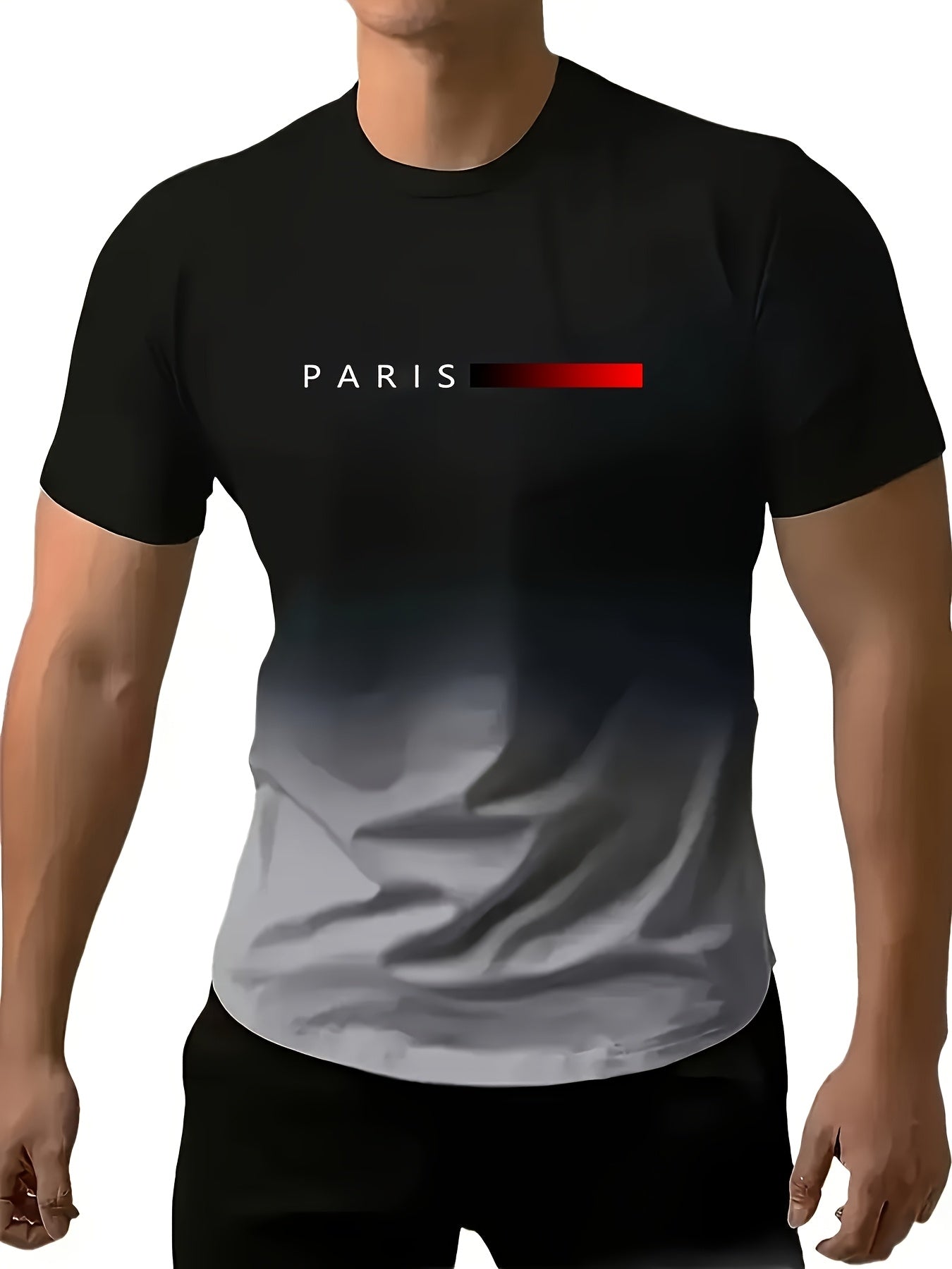 5pcs of large size Men's casual and fashionable 3D printed round neck T-shirts