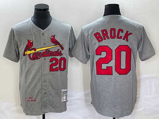 Men's St. Louis Cardinals Lou Brock #20 Gray Cooperstown Collection Player Jersey1