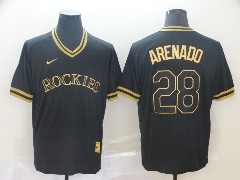 Men's Colorado Rockies Nolan Arenado #28 Black Replica Baseball Jersey1