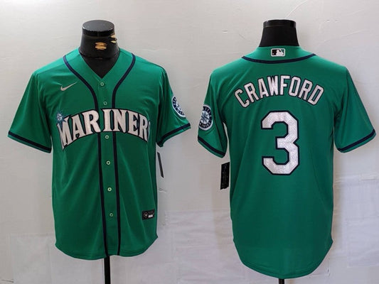 Men's Seattle Mariners JP Crawford #3 Aqua Replica Player jersey
