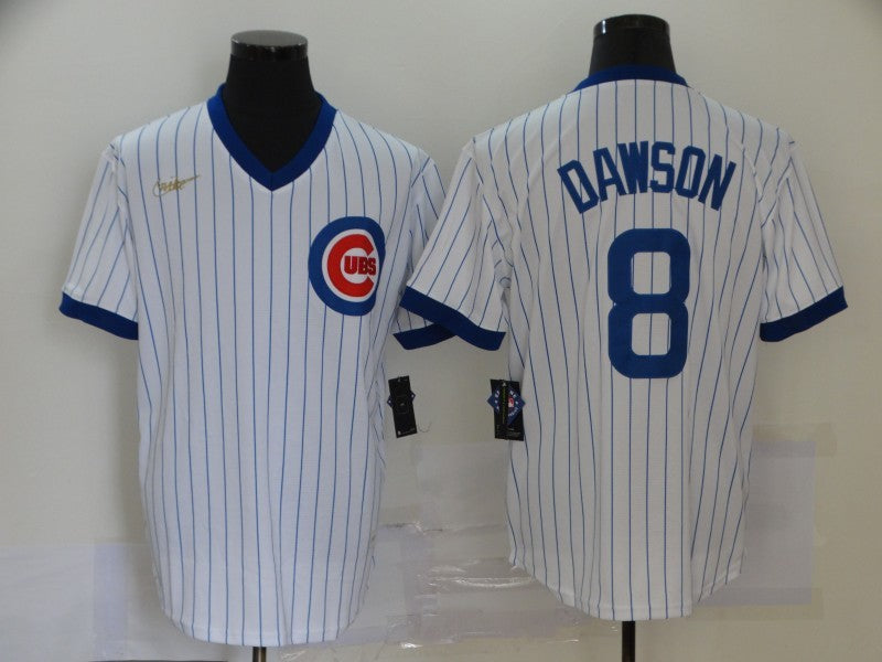 Men's Chicago Cubs Andre Dawson #8 White Replica Baseball Jersey1