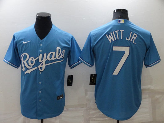 Men's Kansas City Royals Bobby Witt Jr. #7 Blue Replica Baseball Jersey1