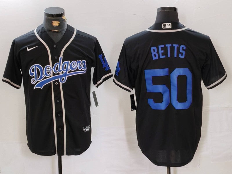 Men's Los Angeles Dodgers Mookie Betts #50 Black Replica Player Jersey1